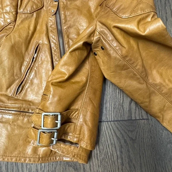 Ralph Lauren Kids Brown Leather Quilted Moto Jacket Size M 8/10 - Picture 4 of 9